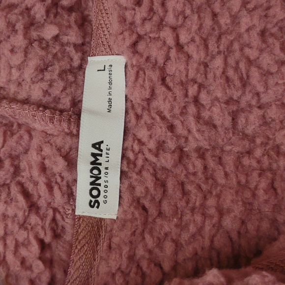 Sonoma Mauve Soft Cozy Sherpa Fleece LS Pullover Henley Hoodie NWT - Picture 4 of 11